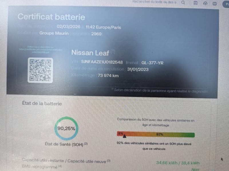 Photo 18 de l’annonce de NISSAN Leaf d’occasion à vendre à PAYS DE GEX